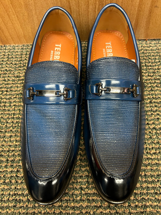 Terroni Design Men’s Navy Blue Slip-on Dress Shoes | LA82