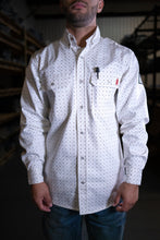 Load image into Gallery viewer, FR Pearl Snap Work Shirt - Phantom White - With U.S Flag
