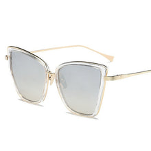 Load image into Gallery viewer, Big Cat Eye Sunglasses Women Black Mirror Sun Glasses
