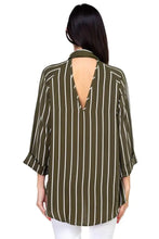 Load image into Gallery viewer, Stripe Button Down Shirt -Olive - # WOAA21510017-PRG
