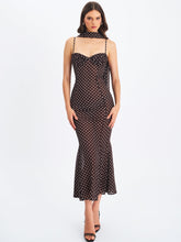 Load image into Gallery viewer, Yadira Brown Base Polka Dot Chiffon Maxi Dress

