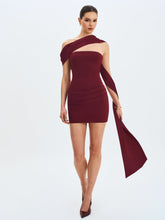 Load image into Gallery viewer, Ovelia Crimson Satin Ribbon Strapless Mini Dress
