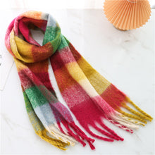 Load image into Gallery viewer, New Luxury Winter Soft Head Wraps Plaid Scarf Shawls Cashmere  Warm Cashmere Scarves Rainbow For Women
