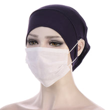 Load image into Gallery viewer, NEW Soft Cotton Hijab Breathable Turban Tie Under Scarf Elegant Ear Hole Stretch Inner Hijabs Lightweight Turban Round Front Under Hijab Caps Female Turban Bonnet
