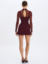 Load image into Gallery viewer, Natasha Burgundy Faux Two-Piece Turtleneck Mini Dress
