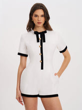 Load image into Gallery viewer, Idina Business Casual White Romper with Black Trim
