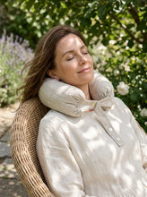 Load image into Gallery viewer, Linen Adjustable Neck Support Travel Pillow
