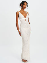 Load image into Gallery viewer, Adelaide White Beaded Sequin Net Bodycon Gown
