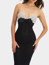 Load image into Gallery viewer, Faith Black and White Polka Dot Sweetheart Maxi Dress
