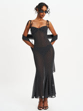 Load image into Gallery viewer, Yadira Black Base Polka Dot Chiffon Maxi Dress
