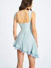 Load image into Gallery viewer, Yaffa Baby Blue Asymmetrical Mini Dress
