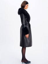 Load image into Gallery viewer, Zariah Black Faux Fur Trimmed Longline Coat
