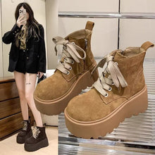 Load image into Gallery viewer, Women’s Chunky Sole Lace-Up Boots – Vintage Style
