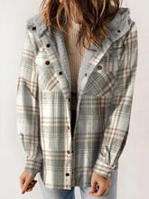 Load image into Gallery viewer, Plaid Snap Down Plush Hooded Jacket Soft &amp; Warm Women Outerwear Cozy And Comfortable Jacket
