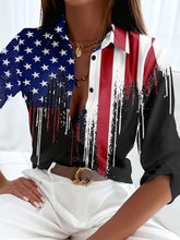 Load image into Gallery viewer, Women’s Stripe Print Long-Sleeve Blouse
