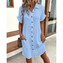 Load image into Gallery viewer, Women's Shirt Dress – V-Neck Button-Front A-Line Dress
