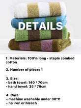 Load image into Gallery viewer, Ultra Soft Absorbent Retro Stripe Bath Towel - 100% Organic Premium Combed Cotton
