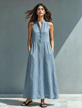 Load image into Gallery viewer, Women's Stand-Collar A-Line Maxi Dress – Resort &amp; Vacation Style
