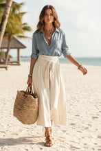 Load image into Gallery viewer, Button-Down Shirt &amp; High-Waist Tie Skirt Two-Piece Set
