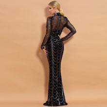 Load image into Gallery viewer, Sequins Women Maxi Dresses Long Sleeve Female Party Dresses
