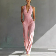 Load image into Gallery viewer, Women’s One-piece Trousers Lace Backless Deep V – High-Waisted Casual Outfit

