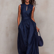 Load image into Gallery viewer, Women's Sleeveless Striped Wide-Leg Jumpsuit with Pockets
