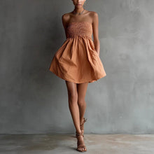 Load image into Gallery viewer, Women's Strapless Tube Mini Dress – Solid Color Elastic Waist
