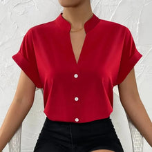 Load image into Gallery viewer, 🧡 Summer Women's Satin V-Neck Short Sleeve Shirt – Elegant Casual Wear
