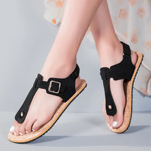 Load image into Gallery viewer, Cowhide Buckle Strap Sandals – Sheepskin Lined Non-Slip
