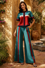 Load image into Gallery viewer, Women's Color-Block Short-Sleeve Top &amp; Wide-Leg Pants Set
