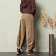 Load image into Gallery viewer, Corduroy Wide-Leg Pants with Lace-Up Detail | Street Style

