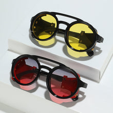 Load image into Gallery viewer, Retro Round Leather Frame Sunglasses – Vintage Fashion Eyewear
