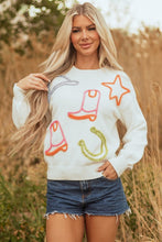 Load image into Gallery viewer, Western Tinsel Boots Crew Neck Sweater
