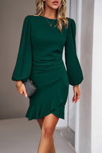 Load image into Gallery viewer, Elegant Black Ruffled Balloon Sleeve Mini Dress Luxury &amp; Playful Statement Piece Simple Dress
