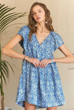 Load image into Gallery viewer, New Summer Printed V-Neck Ruffle Sleeve Mini Dress For Summer – Feminine Floral Print Dress, Stylish, Fashionable, Flirty &amp; Fun
