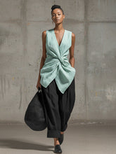 Load image into Gallery viewer, Women's Tie-Front V-Neck Sleeveless Top &amp; Wide-Leg Pants Set
