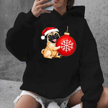Load image into Gallery viewer, Women’s Oversized Christmas Pug Hoodie
