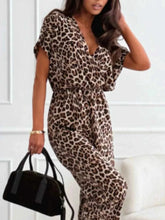 Load image into Gallery viewer, Leopard Print Short Sleeve : Wide Leg Jumpsuit
