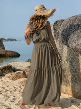 Load image into Gallery viewer, White V-Neck Tie Shoulder Maxi Dress Effortless &amp; Flowy Summer Essential Long Girls Dress

