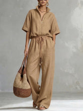 Load image into Gallery viewer, Women's Zip-Up Crew-Neck Top &amp; Wide-Leg Pants Set
