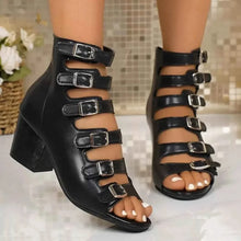 Load image into Gallery viewer, Buckle Open Toe Block : Heels Sandals
