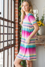 Load image into Gallery viewer, Colorful Full Size Striped Short Sleeve Mini Tee Dress Plus Size Casual Essential Summer Dress
