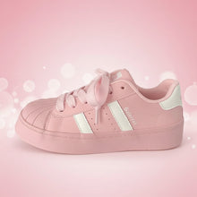 Load image into Gallery viewer, Women's Shell Toe Casual Sneakers – PU Leather Lace-Up Low-Top Trainers
