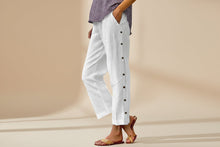 Load image into Gallery viewer, Cropped Pants With Decorative Buttons Along the Side Seams
