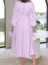 Load image into Gallery viewer, Lightweight Deep V-Neck Balloon Sleeve Maxi Dress Elegant &amp; Flowing Silhouette Unique Dress
