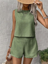 Load image into Gallery viewer, Women's Solid Color Sleeveless Vest &amp; Shorts Set
