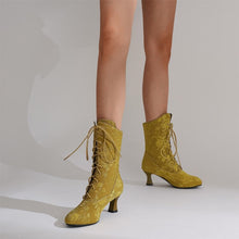 Load image into Gallery viewer, Women’s Pointed-Toe Kitten-Heel Boots | Autumn Winter Chic
