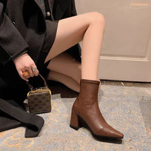 Load image into Gallery viewer, Soft Leather Zip-Back Velvet-Lined Skinny Boots — Sleek Heels
