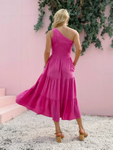 Load image into Gallery viewer, Smocked Single Shoulder Sleeveless Dress Stylish &amp; Comfortable Summer Long Dress Lightweight Dress
