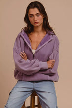 Load image into Gallery viewer, BiBi Stitch Detailed Elastic Hem Half Zip Fleece Hoodie
